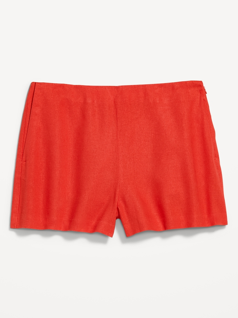 High-Waisted Linen-Blend Micro Shorts