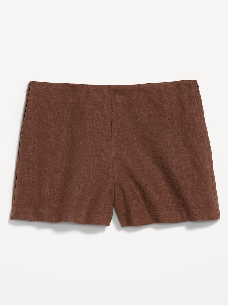 High-Waisted Linen-Blend Micro Shorts