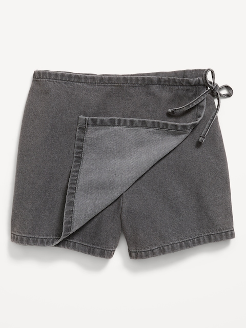 Wrap-Front Denim Skort for Girls