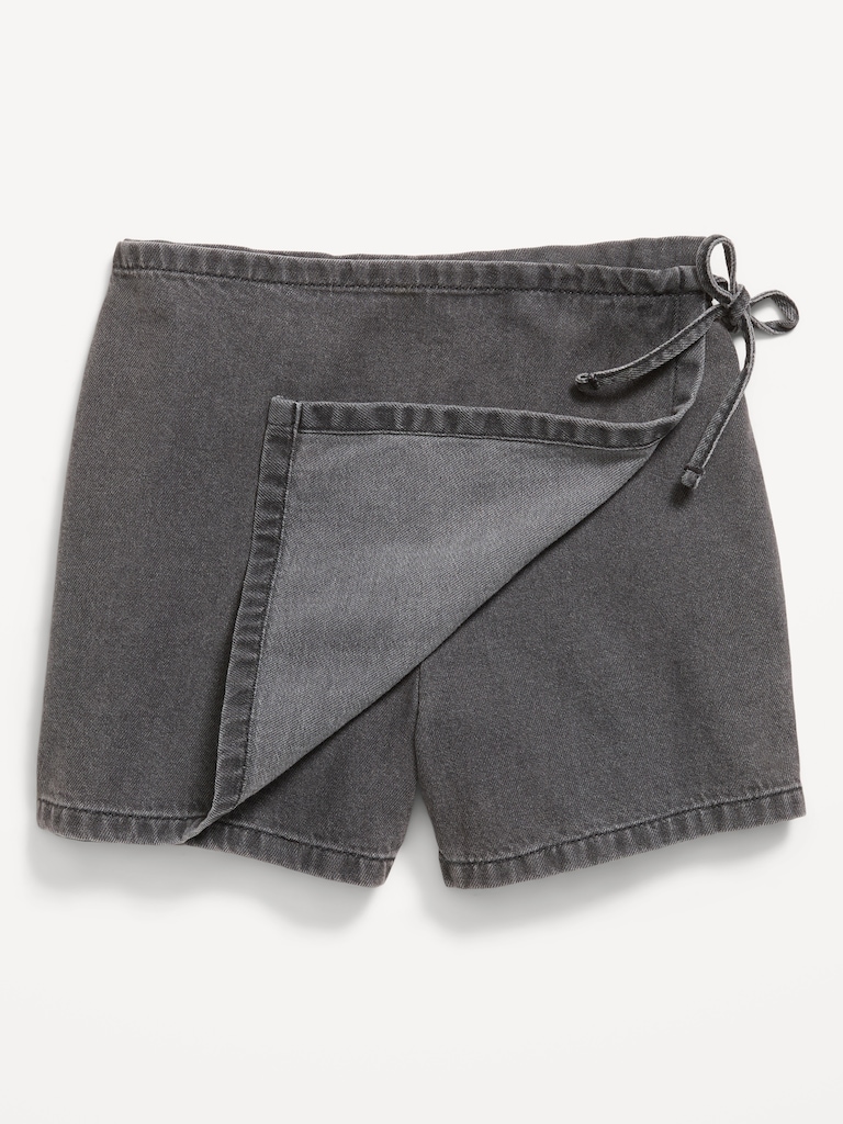 Wrap-Front Denim Skort for Girls