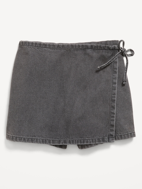 Wrap-Front Denim Skort for Girls
