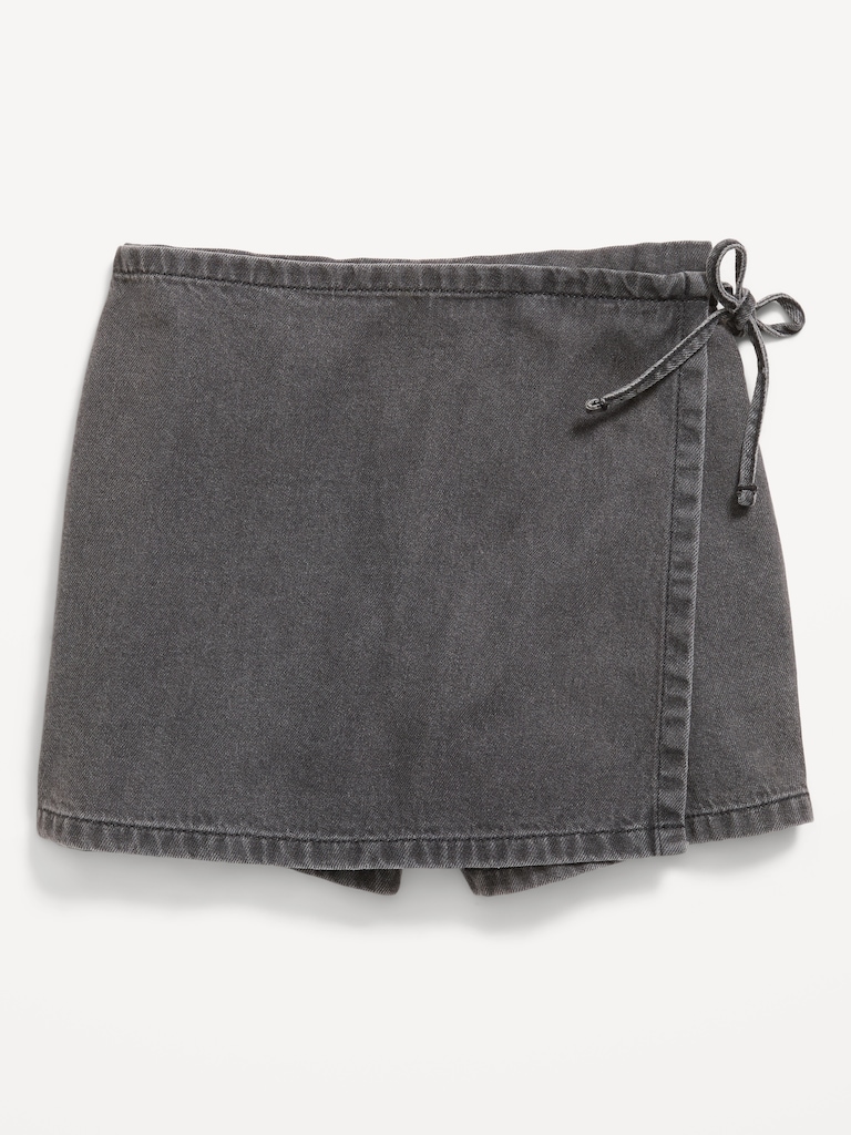 Wrap-Front Denim Skort for Girls