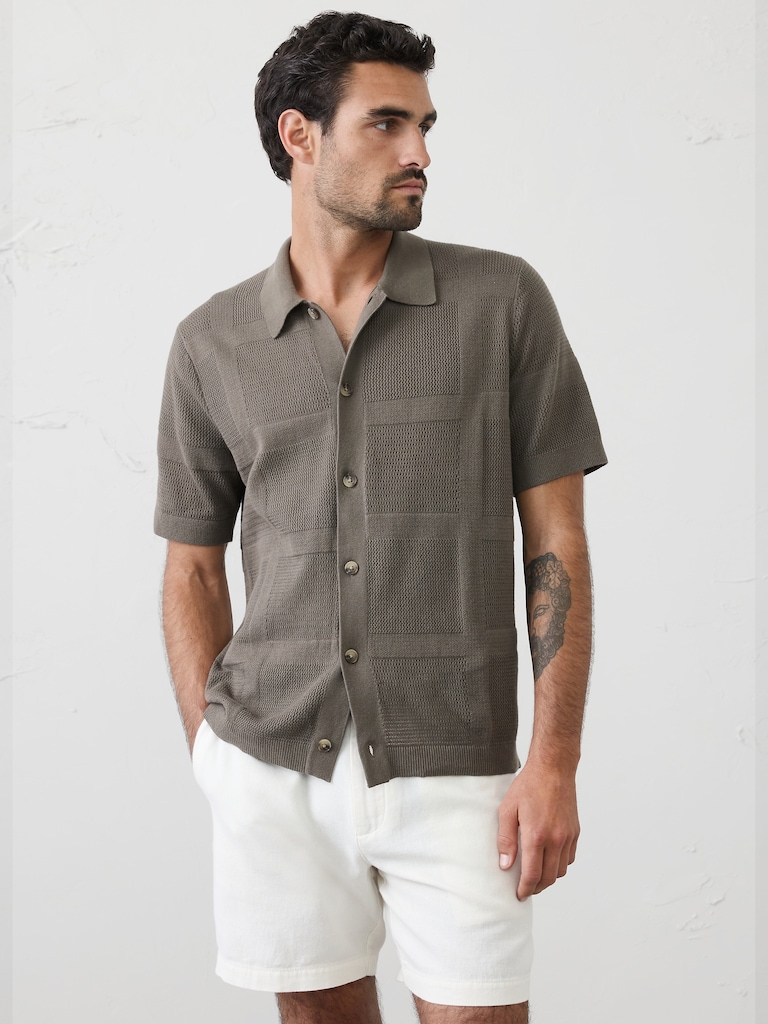 Mesh Patchwork Sweater Polo