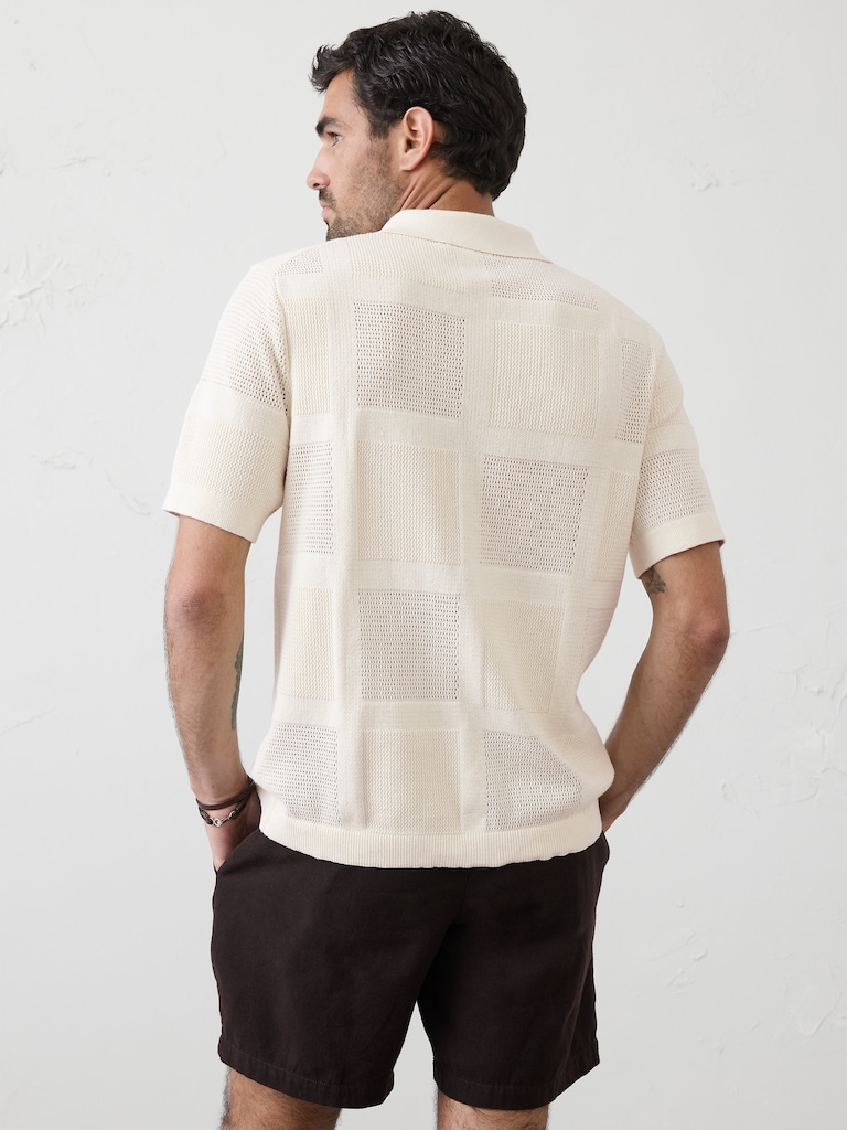 Mesh Patchwork Sweater Polo