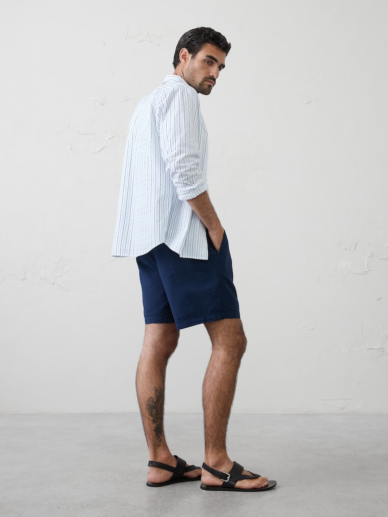 7" Seersucker Elastic-Waist Short