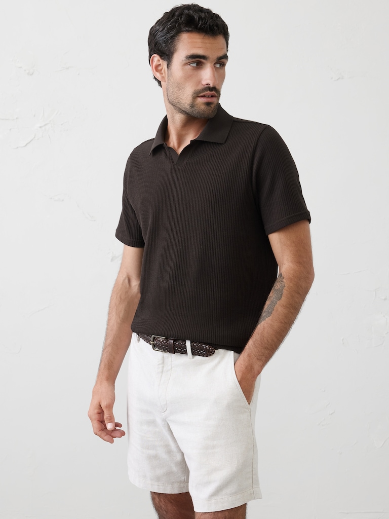 Crinkle Ribbed Collar Shirt