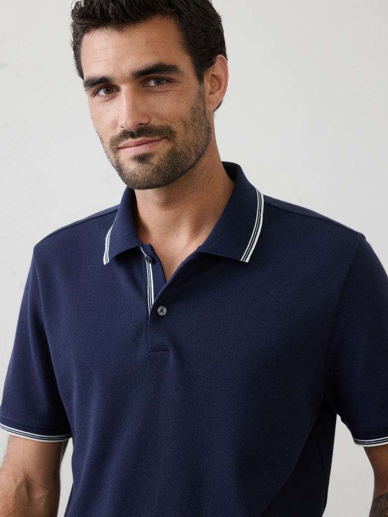 Standard-Fit Textured Tipped Polo