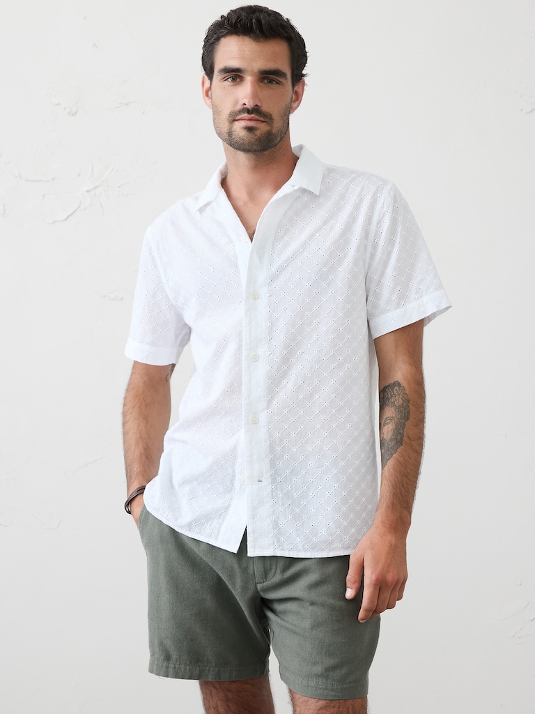 Standard-Fit Textured Resort Shirt