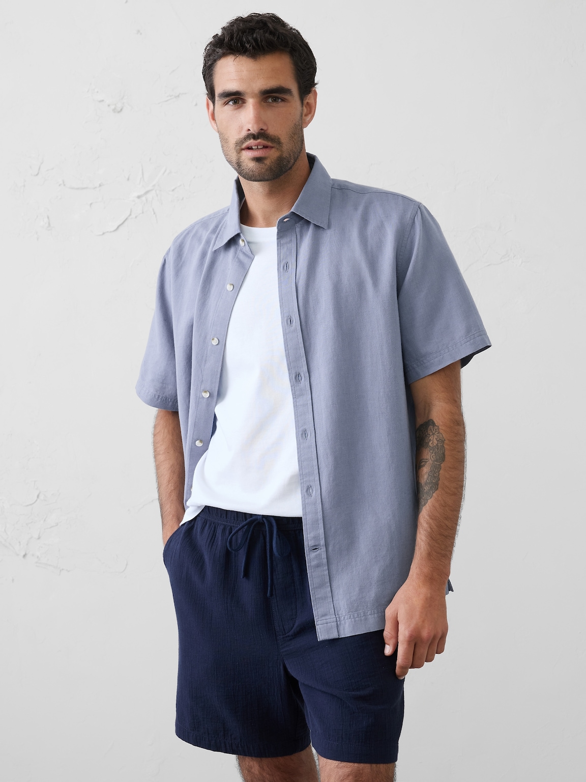 Standard-Fit Linen-Blend Shirt