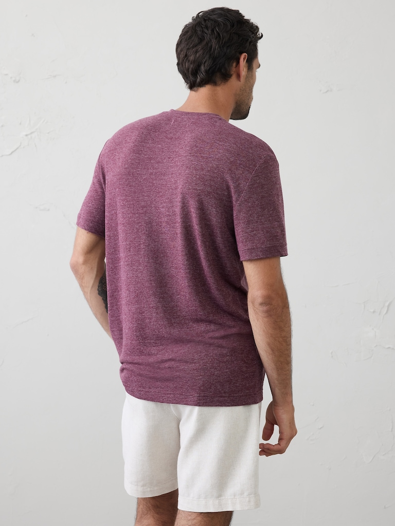 Standard-Fit Linen-Blend Notch T-Shirt