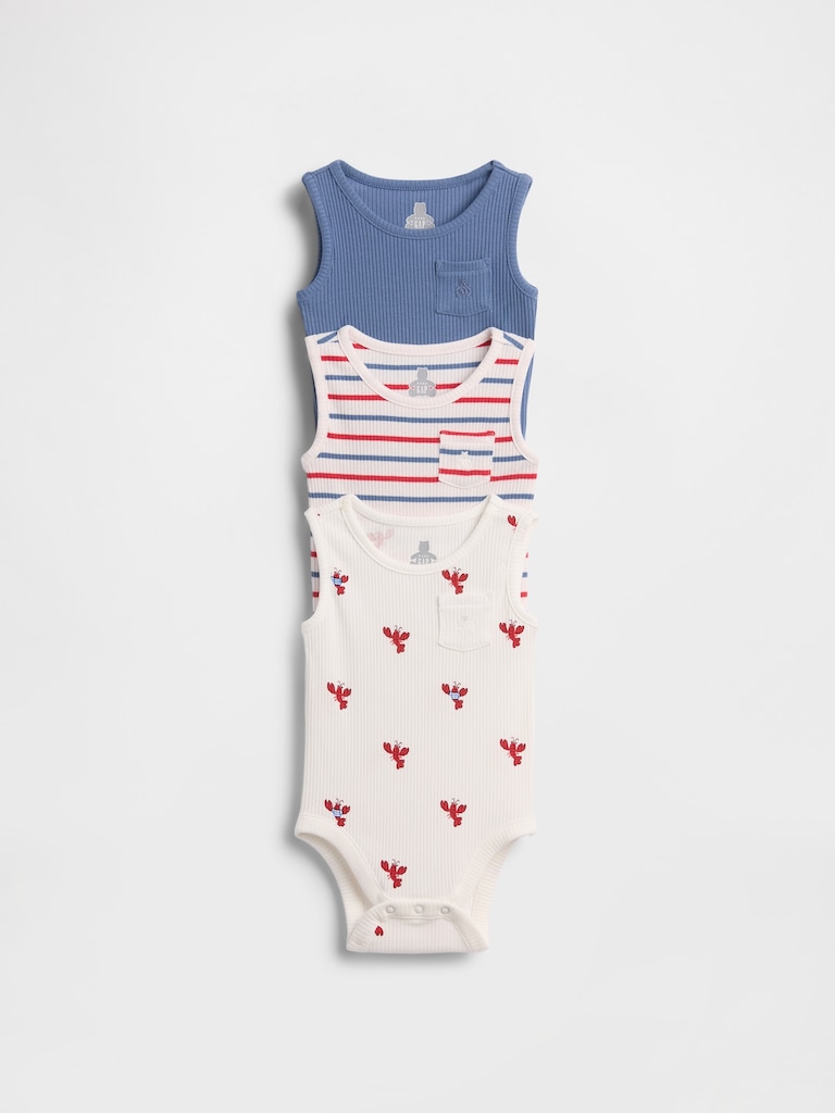 Baby First Favorites TinyRib Pocket Tank Bodysuit (3-Pack)