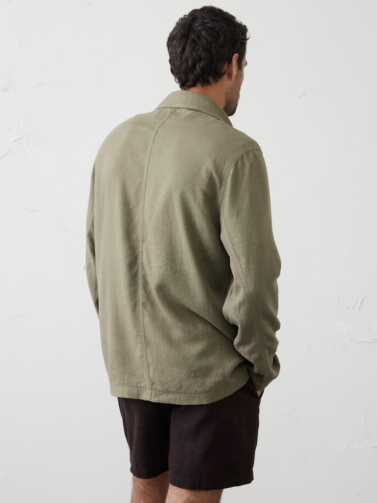 Linen-Blend Chore Jacket