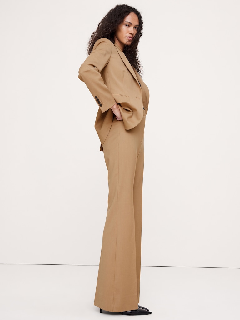 High-Rise Flare Italian Lightweight Wool Pant