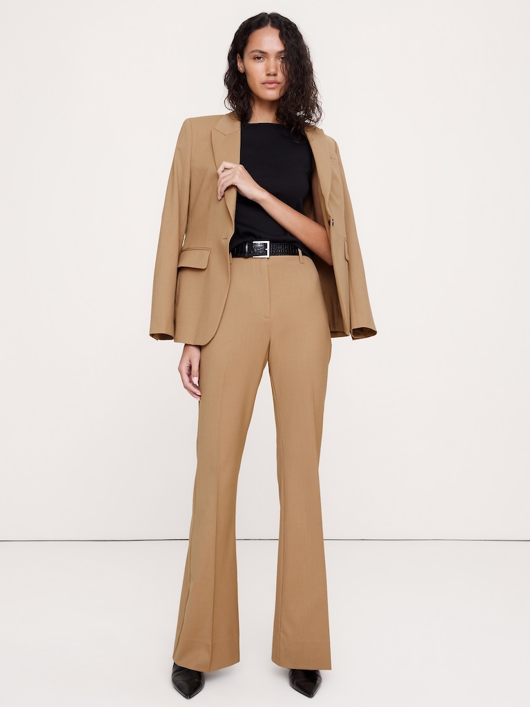 High-Rise Flare Italian Lightweight Wool Pant