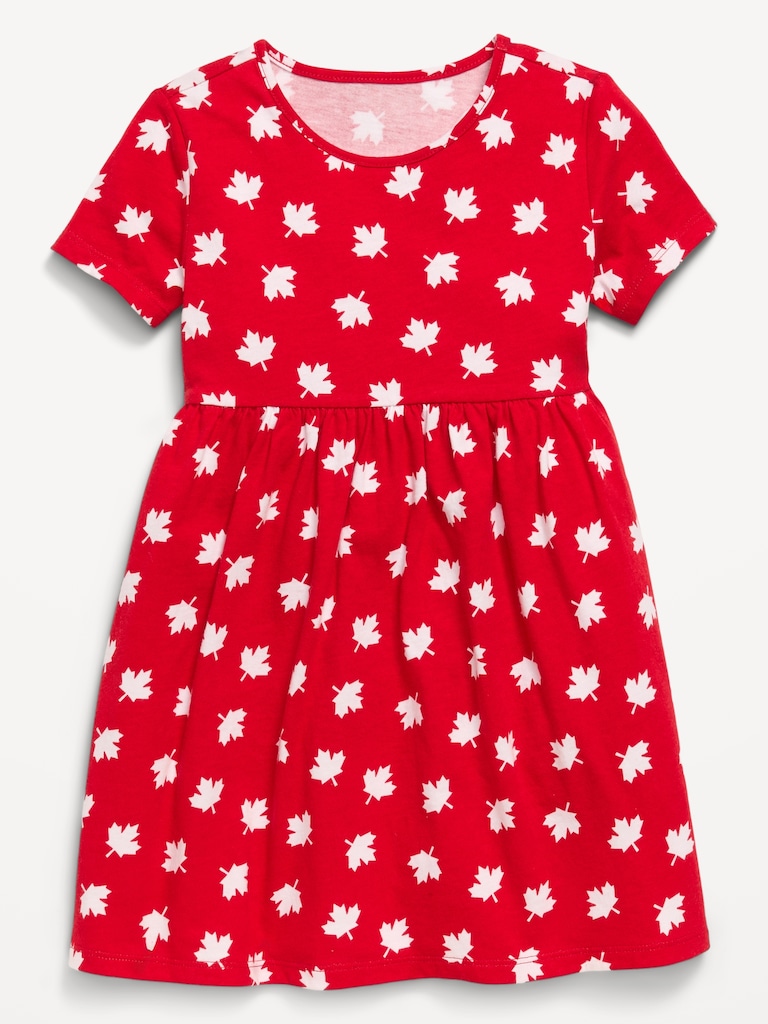 Printed Short-Sleeve Dress for Toddler Girls