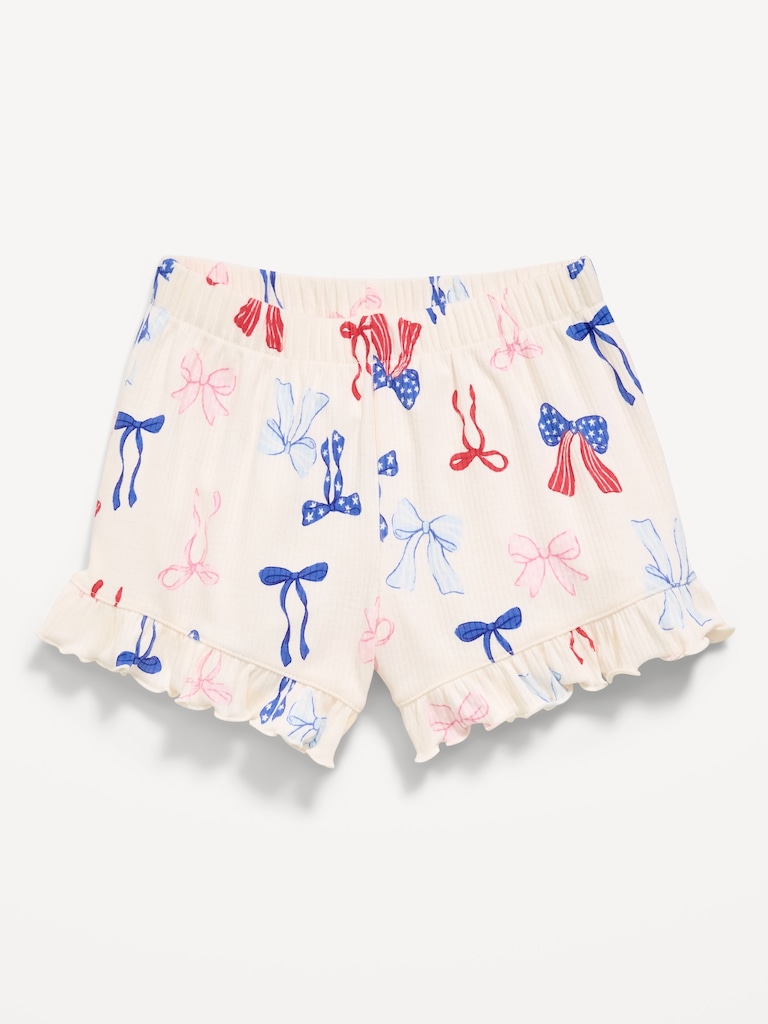 Ribbed Ruffled Shorts for Toddler Girls