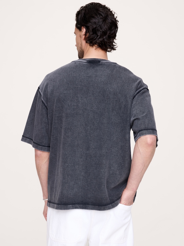 T-shirt droit en coton suédé