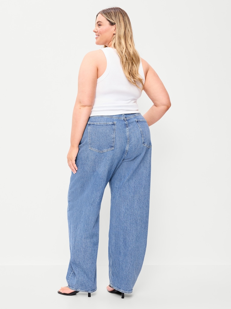 High-Waisted Rounded Wide-Leg Barrel Jeans