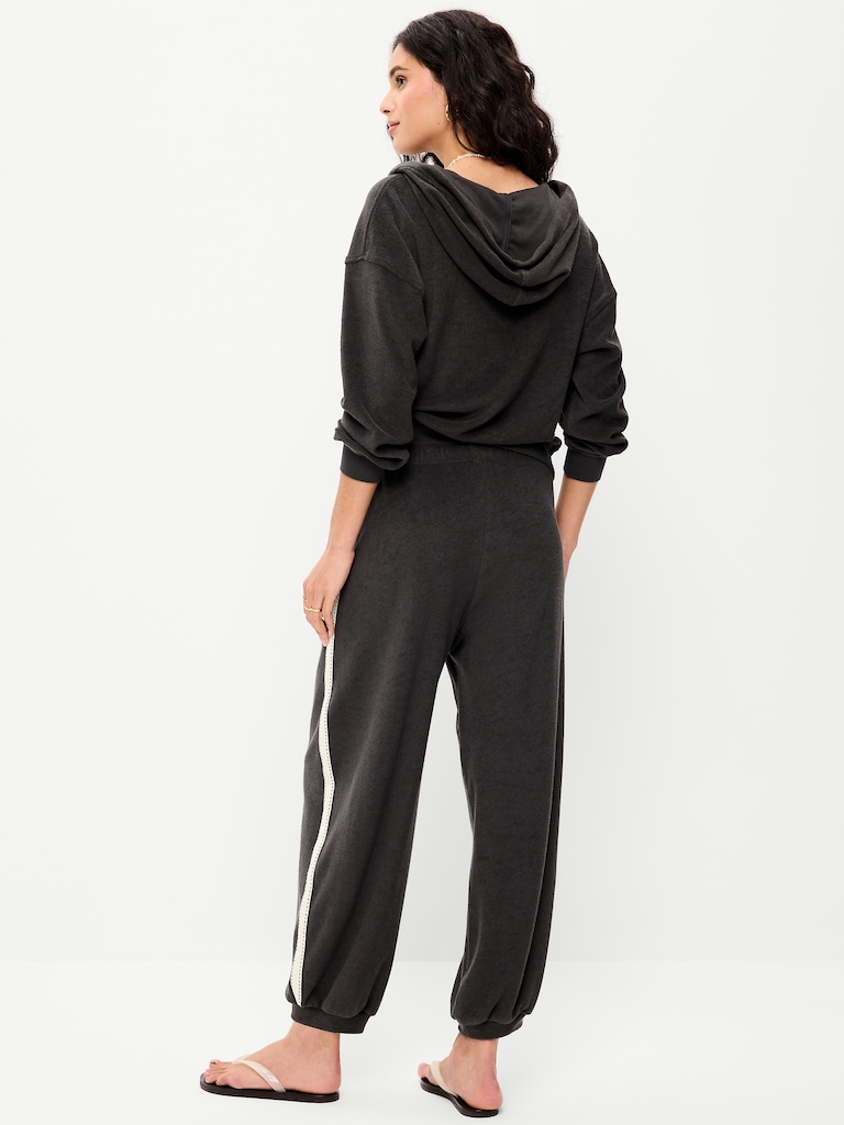 Mid-Rise Terry Cloth Harem Pants