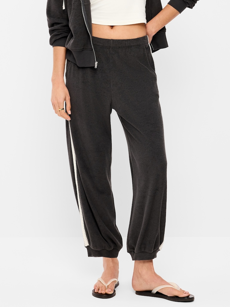 Mid-Rise Terry Cloth Harem Pants