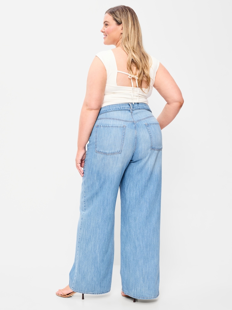 High-Waisted Drapey Wide-Leg Jeans
