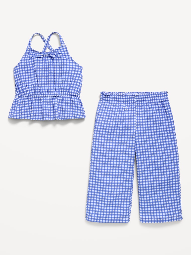 Printed Sleeveless Top and Pants Set for Toddler Girls