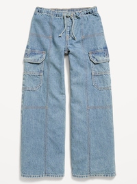 Pull-On Low-Rise Super Baggy Wide-Leg Cargo Jeans for Girls