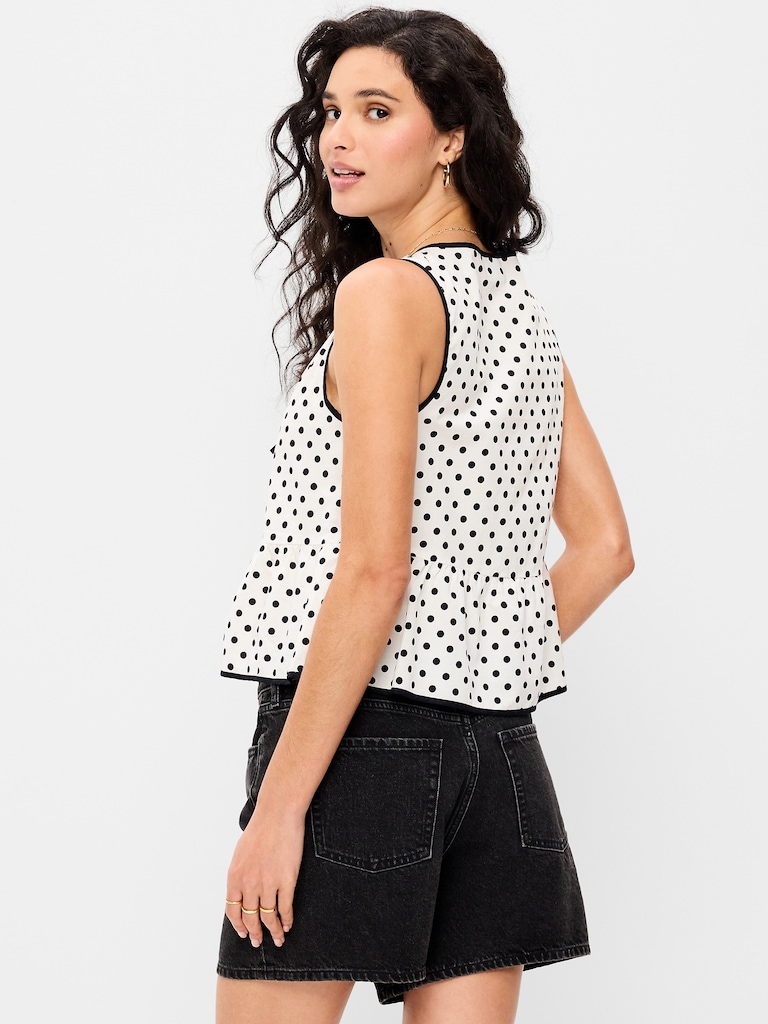 Tie-Front Peplum Tank Top