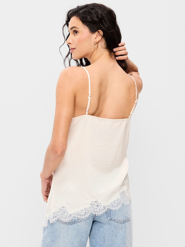 Asymmetrical Lace-Trim Cami Top