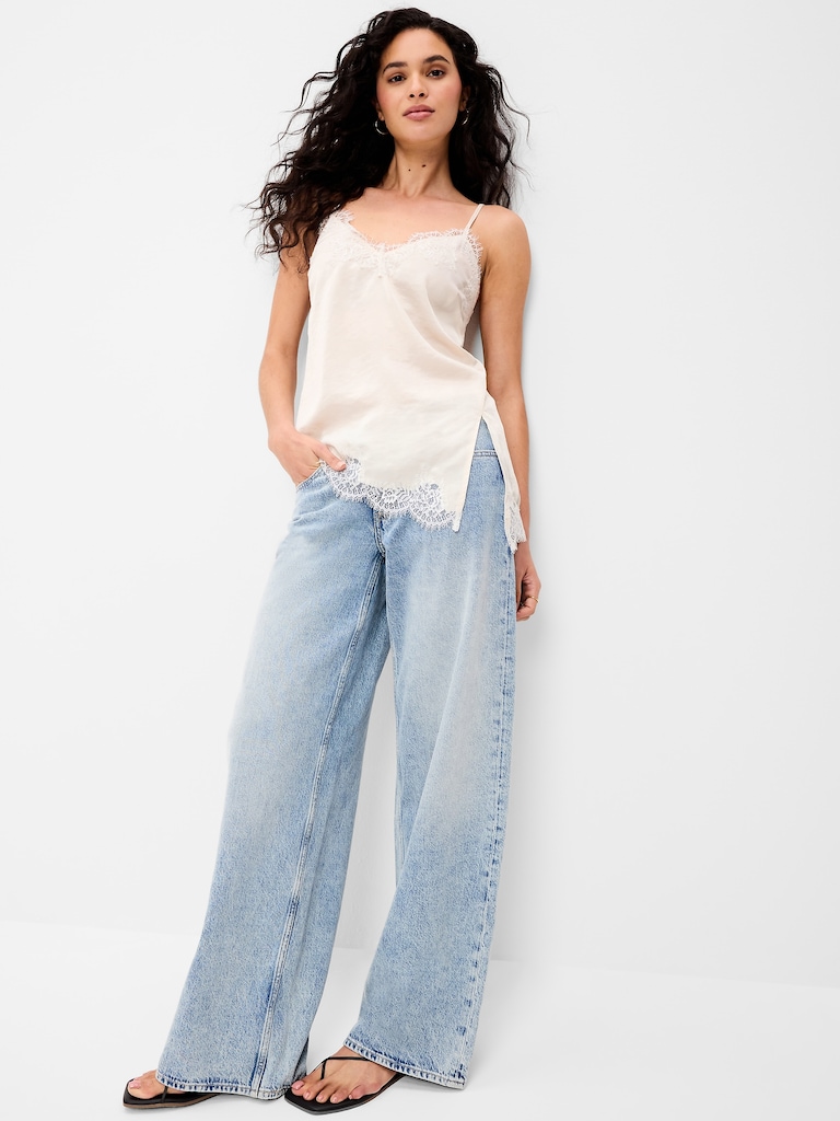 Asymmetrical Lace-Trim Cami Top