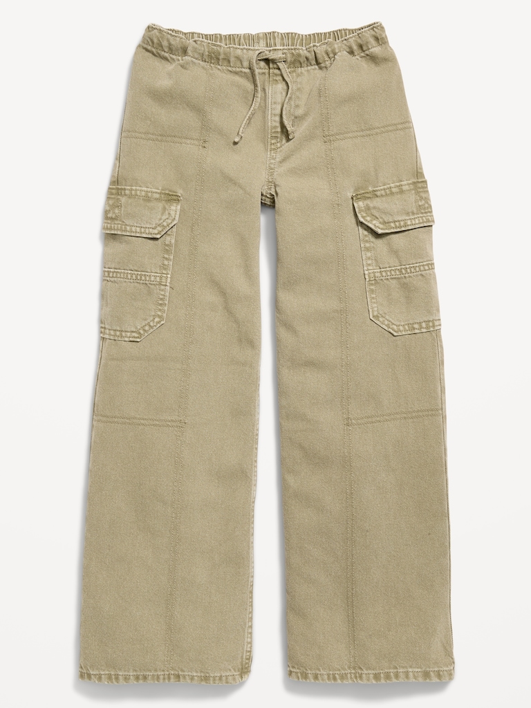 Cargo coupe très généreuse à jambe large à taille basse extensible pour fille