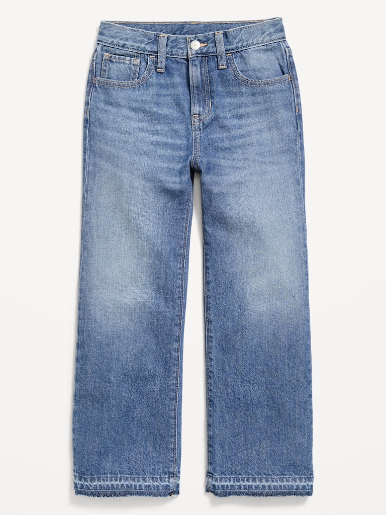 Jean coupe généreuse jambe large à taille haute pour fille