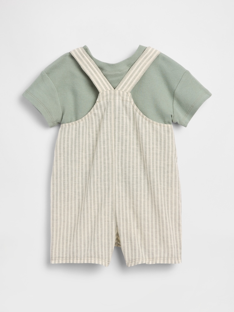 Baby Linen-Cotton Shortall Outfit Set