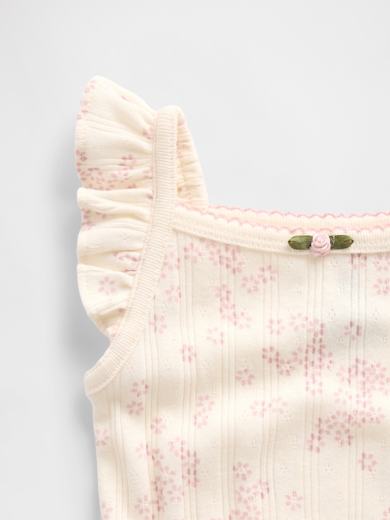 Baby Pointelle Rib Floral Tank Bodysuit