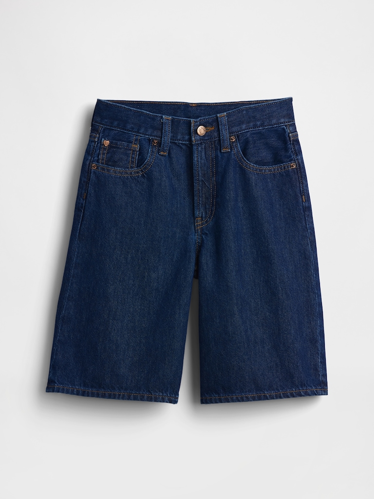 Kids Low Rise Longline Denim Shorts