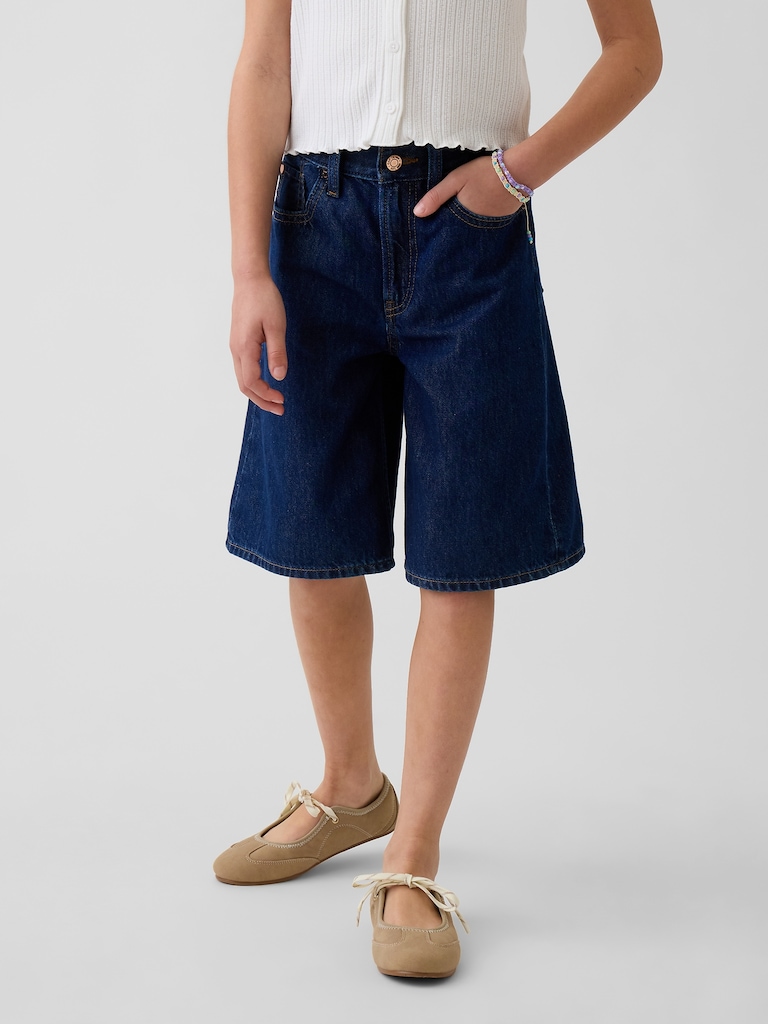Kids Low Rise Longline Denim Shorts