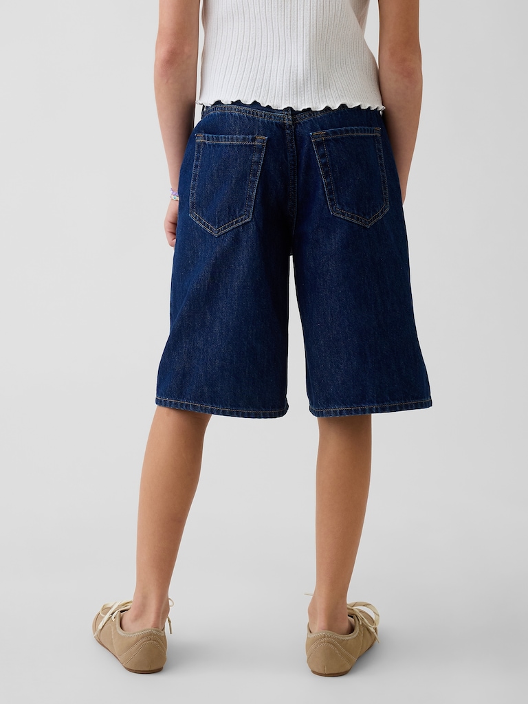 Kids Low Rise Longline Denim Shorts