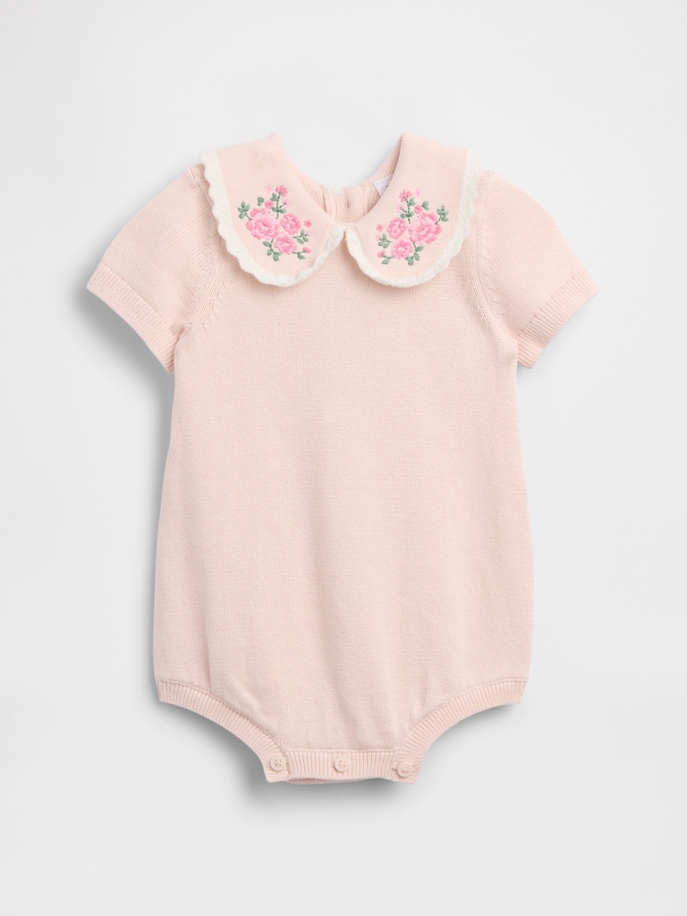 Baby Embroidered Collar Sweater Bodysuit