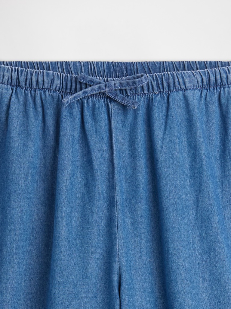 Kids Pull-On Wide-Leg Chambray Pants