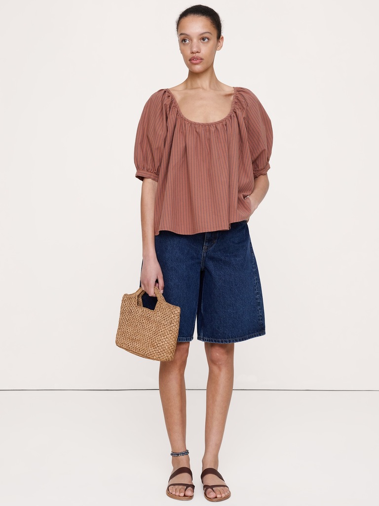 Breezy Cotton Scoop-Neck Top