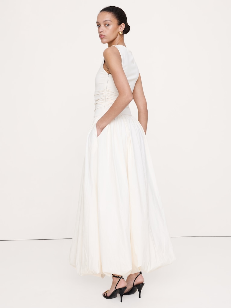 Jersey + Cotton Poplin Bubble-Hem Dress