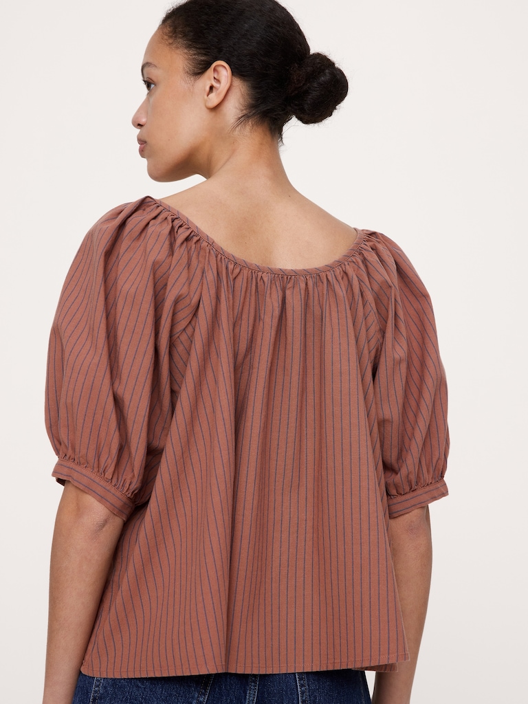 Breezy Cotton Scoop-Neck Top
