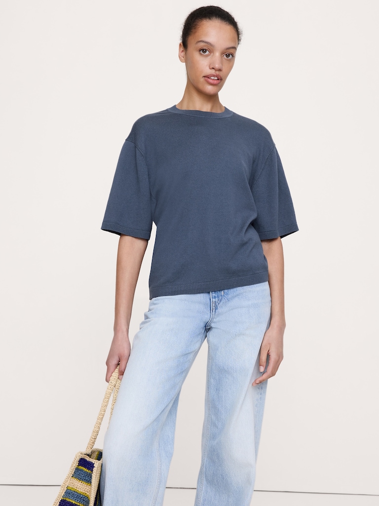 Larkspur Cotton-Silk Sweater Tee