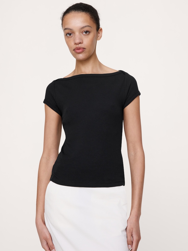 Ribbed Boatneck Top
