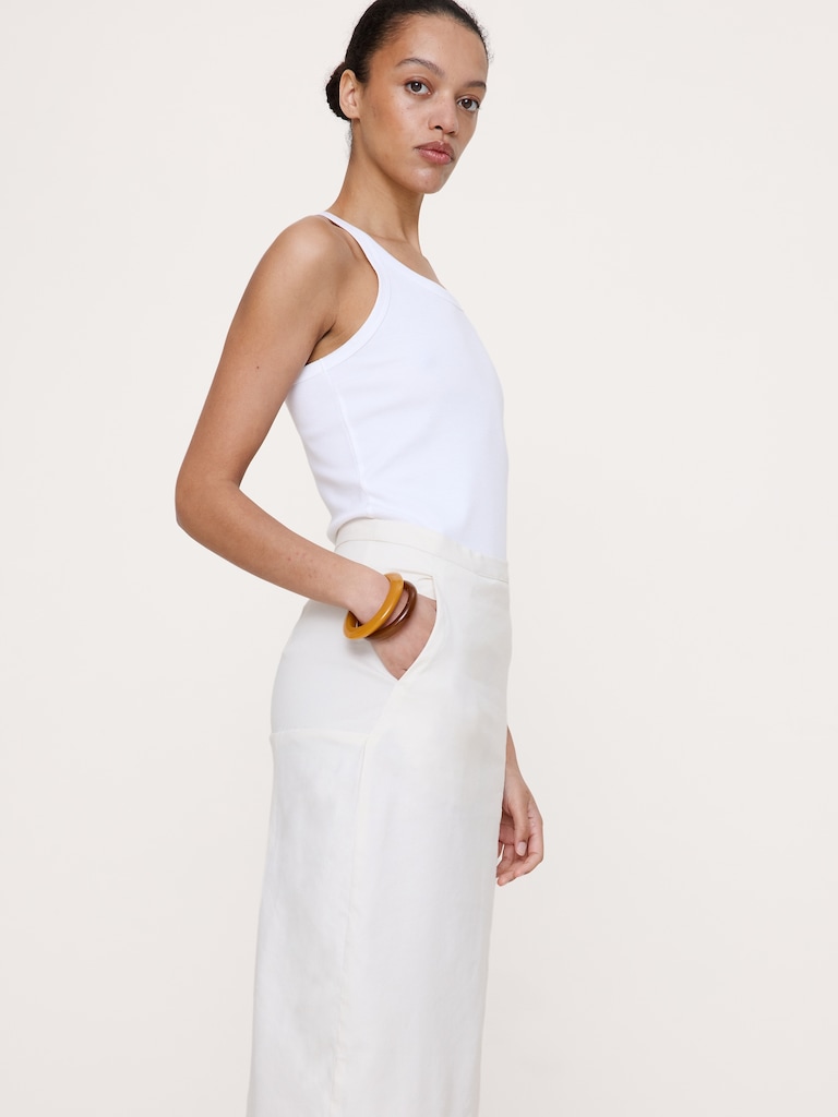 Stretch Linen-Viscose Pencil Skirt