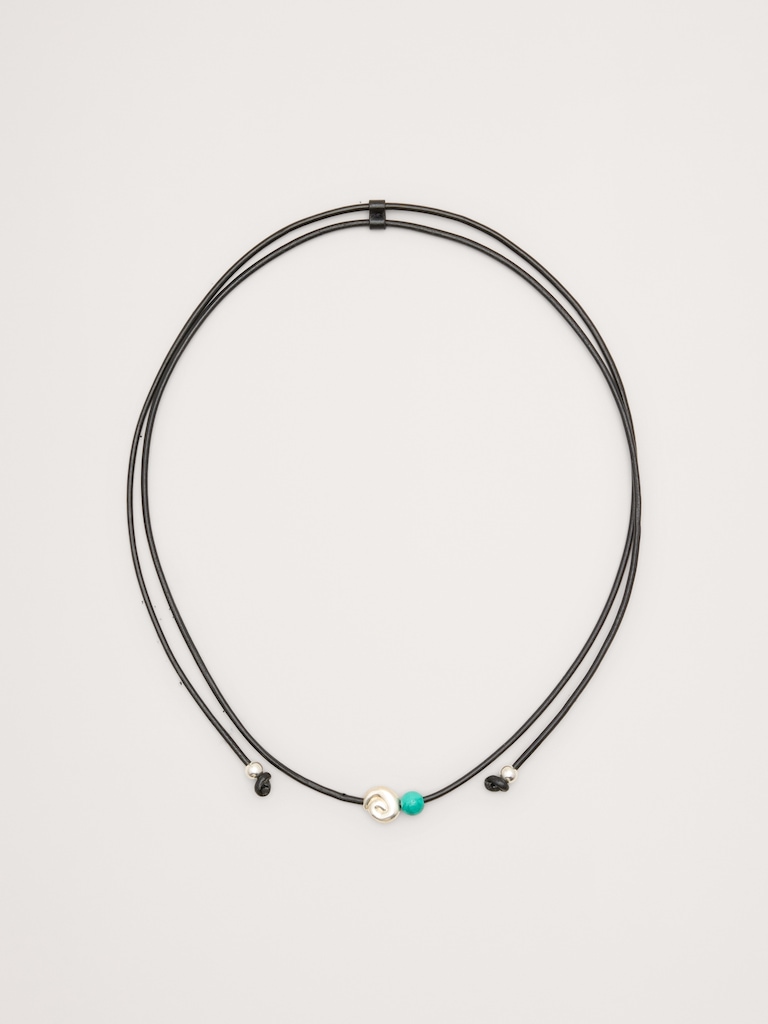 Metallic Stone Cord Necklace