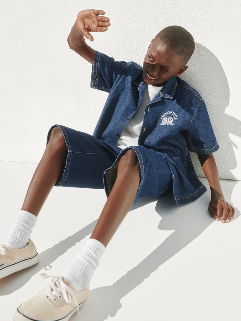 Kids Denim Relaxed New York Logo Shirt