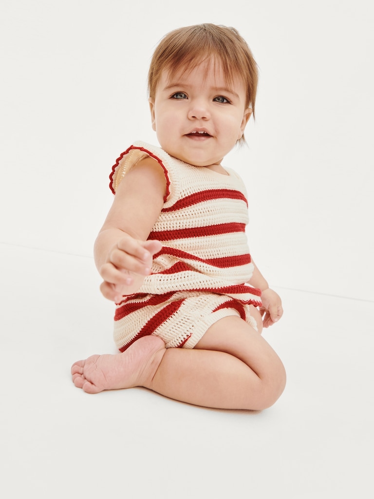 Baby Crochet Stripe Outfit Set