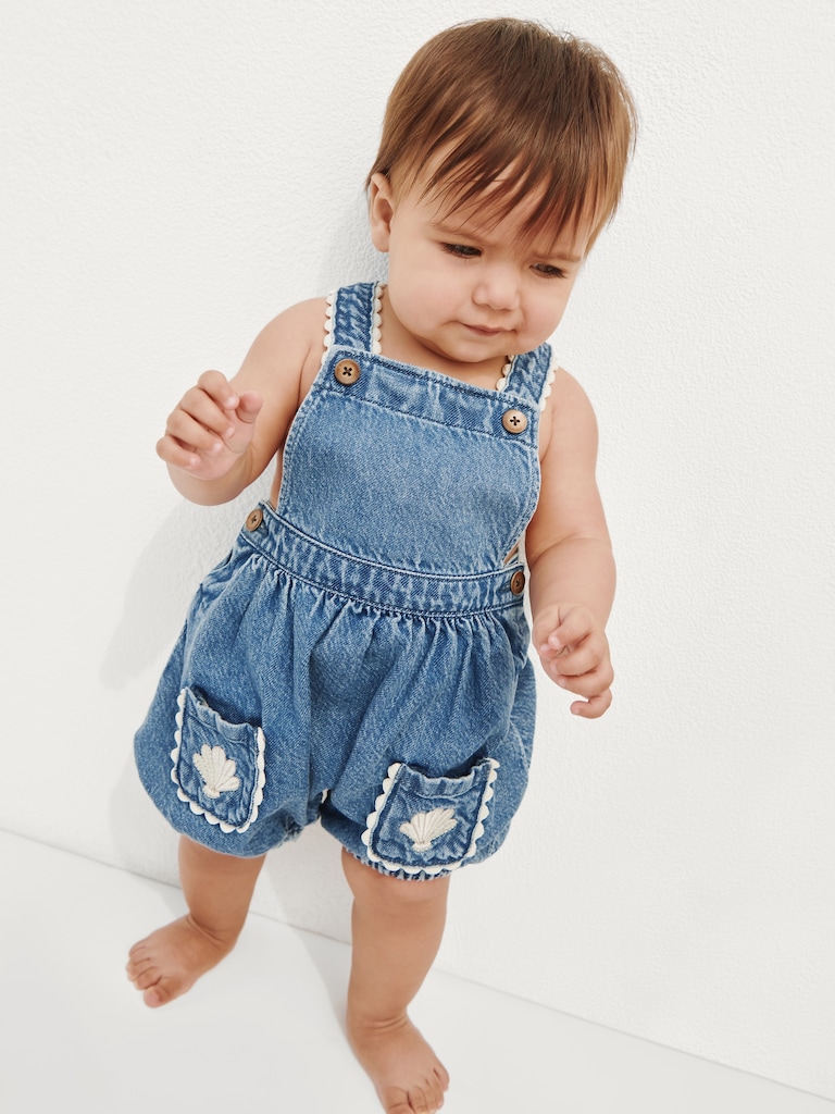 Baby Denim Shell Pocket Bubble Overalls