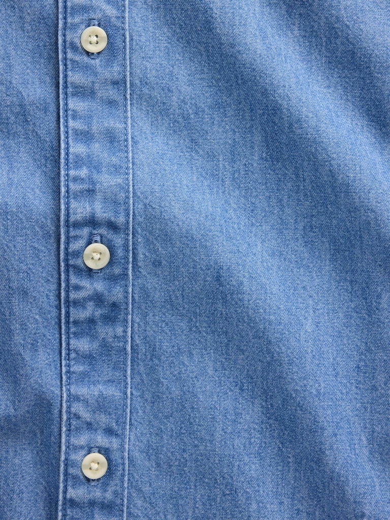 Denim Relaxed Straight-Hem Shirt